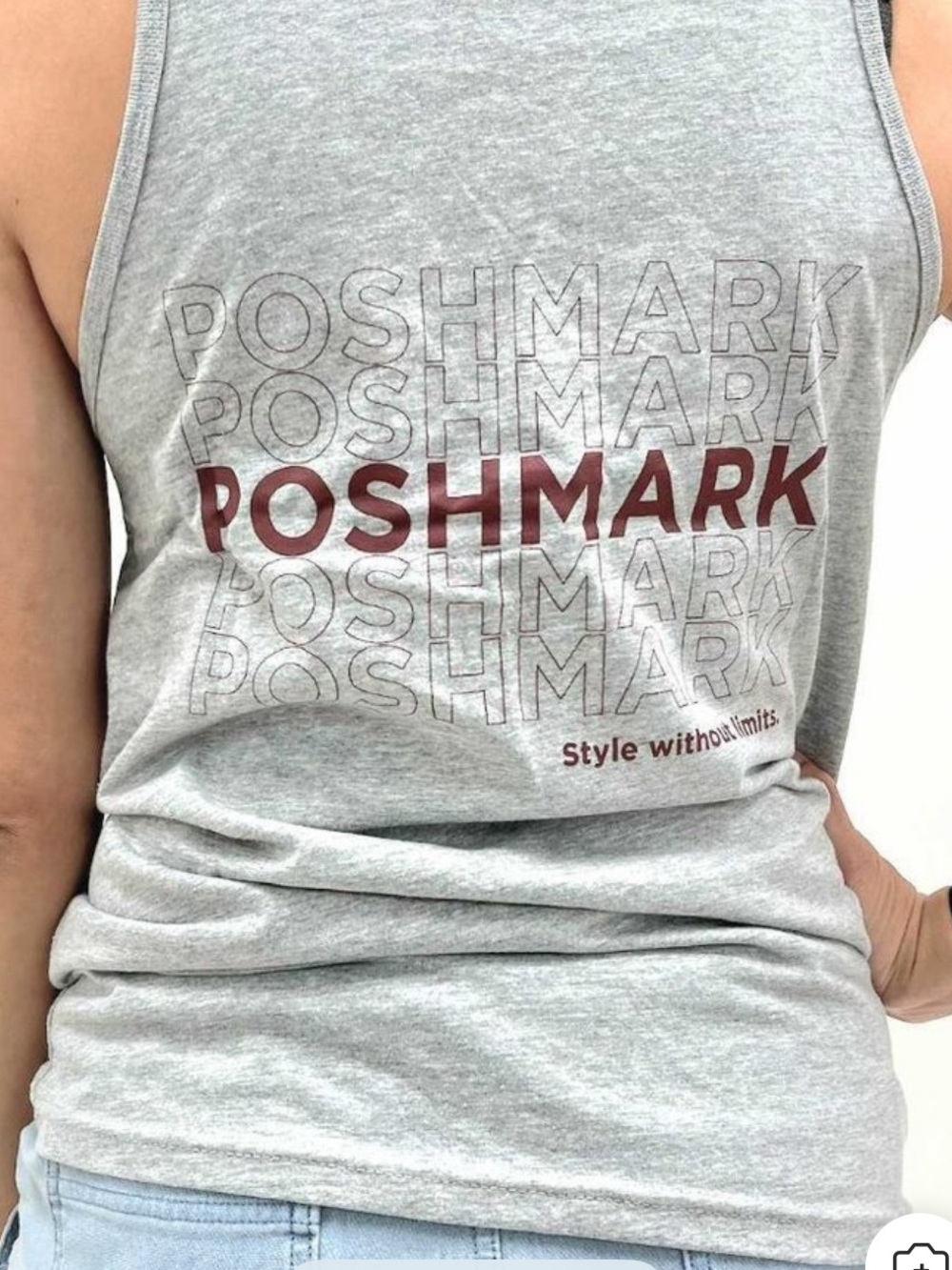 Graphic Poshmark Merch Traditional Trademark  Logo Tank  gray/red NWOT medium